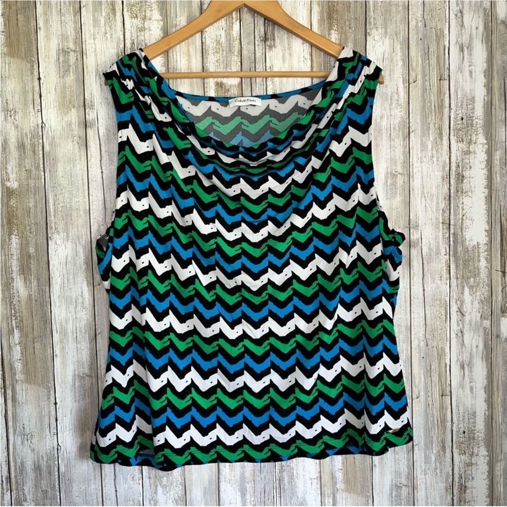Calvin Klein Sleeveless Chevron Blouse